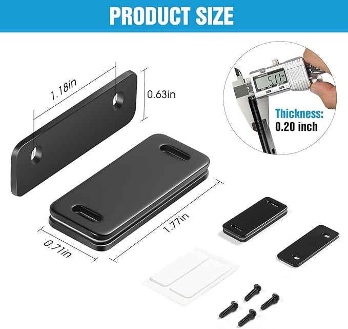 Ultra Thin Cabinet Magnets Door Catch, Adhesive Drawer Latch,Cabinet Magnetic Catch for Kitchen,Closet Door,Cupboard Wardrobe,Sliding Closure,No-Gap Design (White 4PCS)