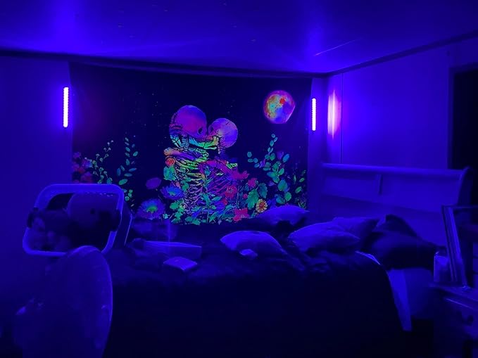 Black Light Bar 10W 1ft LED Blacklight for Fluorescent Tapestry Poster Body Paint Glow Party UV Strip Lights for Cabinet and Display Magnetic THLITURE 2 Pack