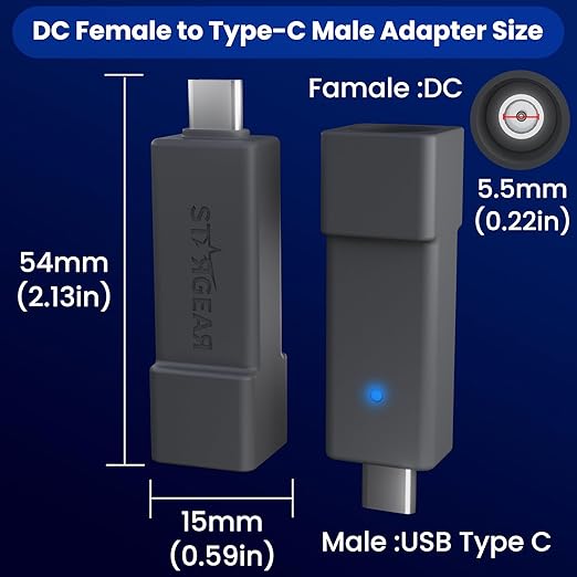 Starlink Mini Cable Adapter, USB C to DC Adapter Power Cable Adapter for Starlink Mini, USB C Male to DC Female for Power Cord Work with 20V/65W, 20V/100W, 28V/140W PD Power Source