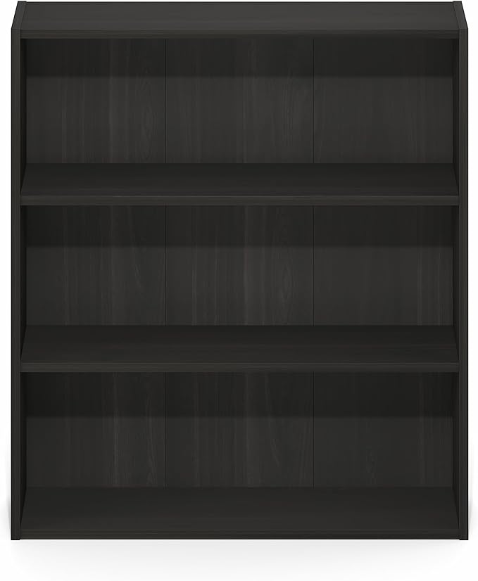 Furinno Basic Book Shelf, 3-Tier Bookshelf, Cube Storage Organizer Bookcase with Open Shelf, 7 x 24 x 26, for Living Room, Bedroom, Home Office, Espresso