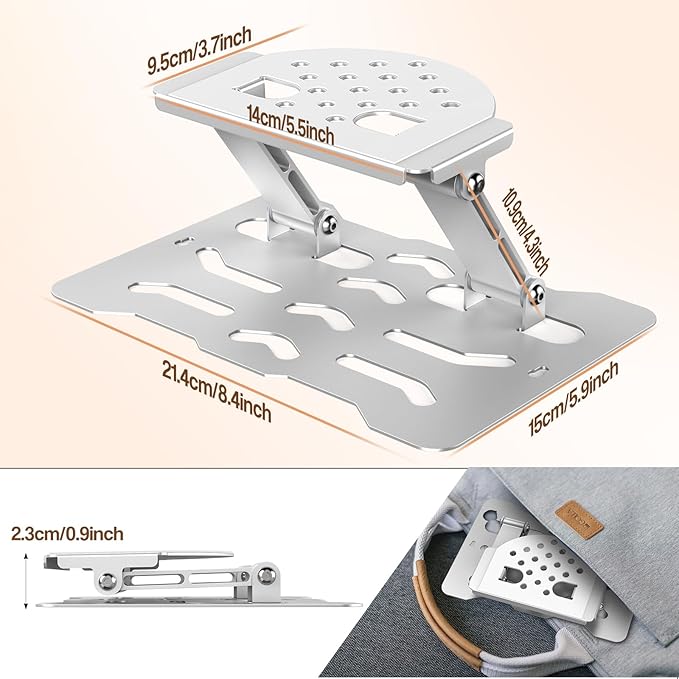 Mini Desktop Projector Stand Adjustable Table Mount with 1/4" Screw Mini Holder Bracket with Cable Ties,180° Dual-Axis Rotation, Multi-Hole Design, Anti-Slip Pads for Secure Projector Holder