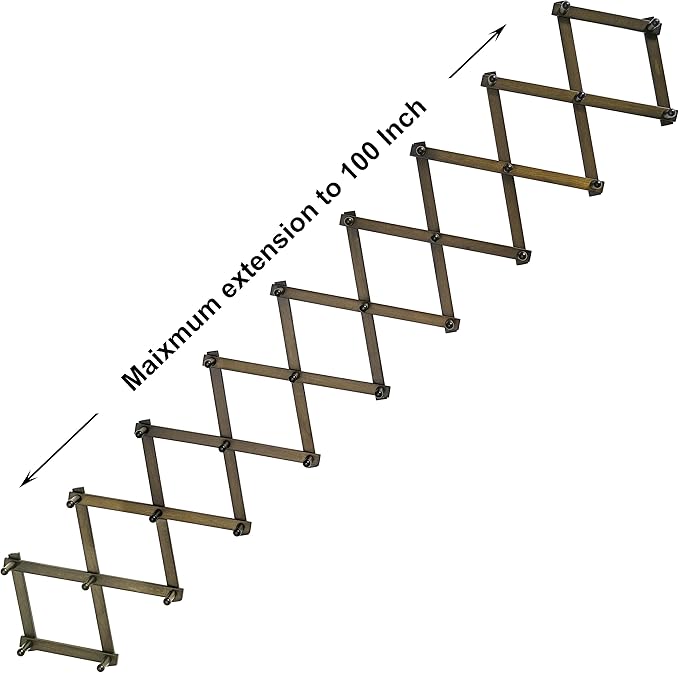 SKOLOO Accordion Wall Hanger with 28 Hooks, Modern Expandable Coat Rack Hat Rack for Wall, Solid Wooden, Dark Walnut Color