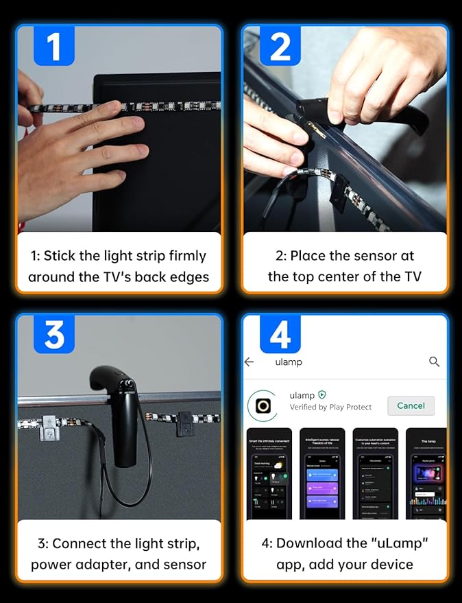 FFJ TV Lights That Change with TV, 21.3ft Cuttable TV LED Backlight for 90-100 Inch Screen and PC Monitor, TV Backlight with Sensor, Smart App Control, Game & Music Sync Color Changing Light