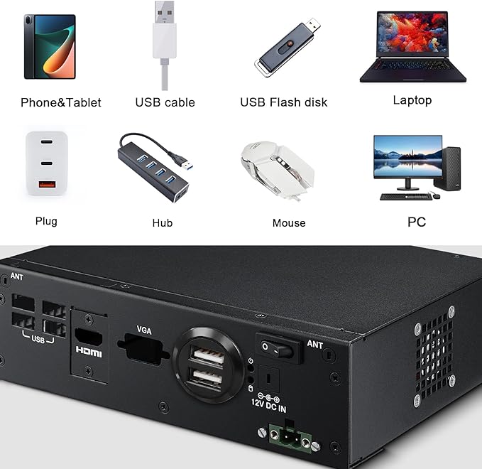 QIANRENON Dual USB2.0 Threaded Fixed Round Connector 2 USB2.0 Female to 2 Female Panel Mount Adapter Dual USB2.0 Flush Mount Socket, for Data Transfer/Charge External USB Auxiliary Device