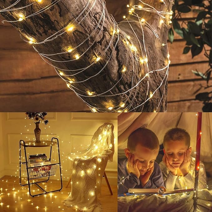 Meliven 300 LED Curtain Lights 9.8Ftx9.8Ft, 8 Modes Fairy Lights Curtain with Remote, Timer, Dimmable, USB Powerd, Warm White Backdrop Light for Wedding, Party, Home, Bedroom Decorations