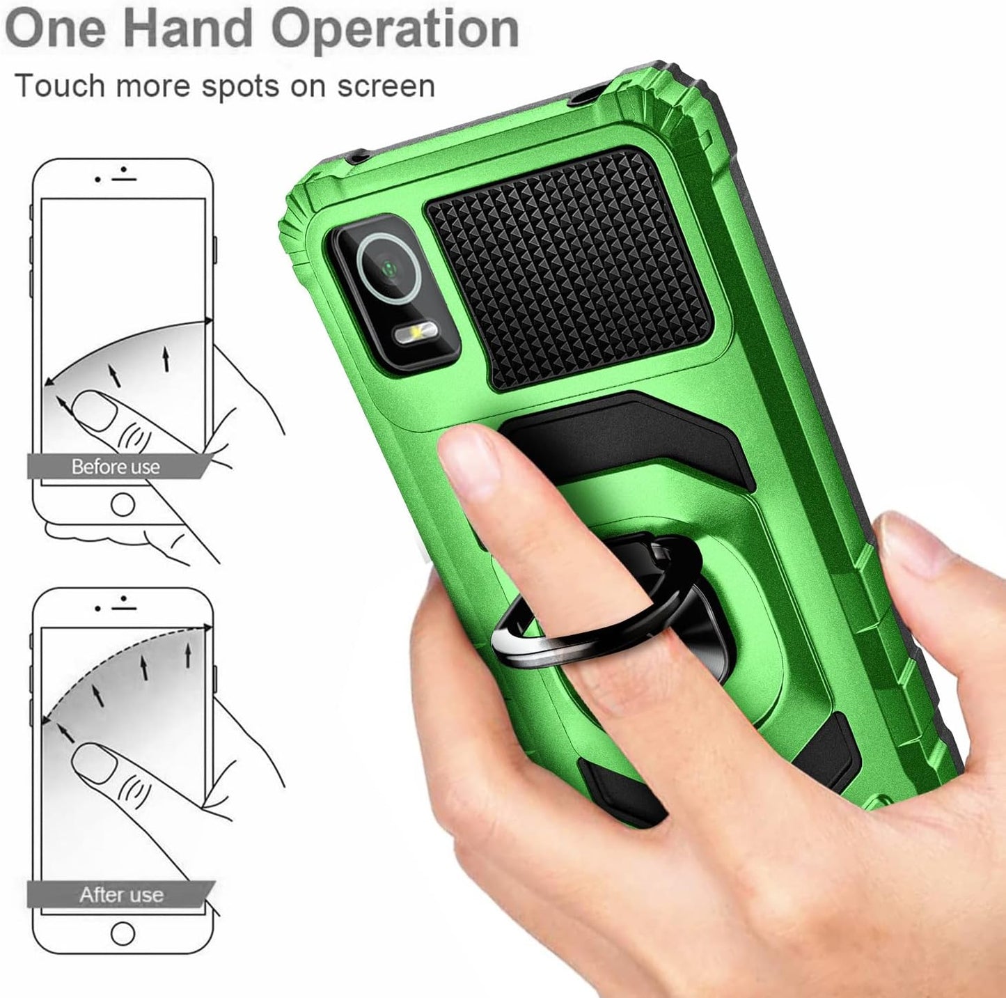NZND Full-Body Protective Case with Tempered Glass Screen Protector for AT&T Calypso 3 (U328AA), Military-Grade,