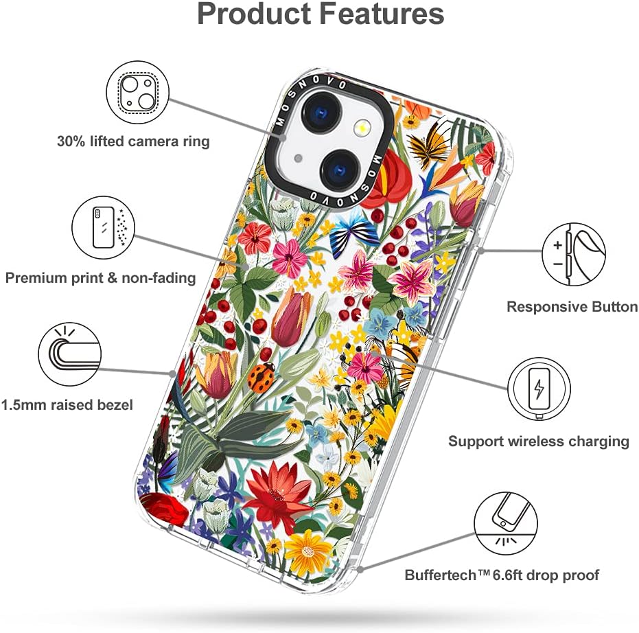MOSNOVO iPhone 13 Case, Clear TPU Bumper Phone Case with Military-Grade Drop Protection and Anti Peel Off Tech - in The