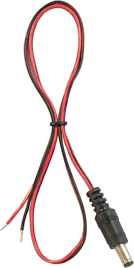 5 Pack 24 Inch 2.1mm x 5.5mm DC Male Jack to Open Bare Wire Adapter Cables