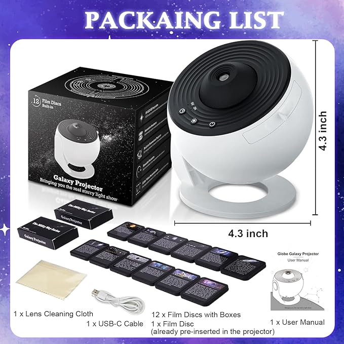 Galaxy Projector, 13 in 1 Planetarium Star Projector Realistic Starry Sky Night Light with Solar System Constellation Moon for Kids Adults Bedroom Ceiling Home Theater Living Room Decor