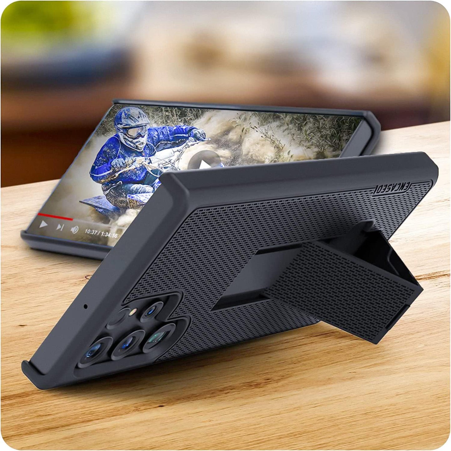 DuraClip Designed for Samsung Galaxy S22 Ultra Slim Phone Case with Holster, Belt Clip Case