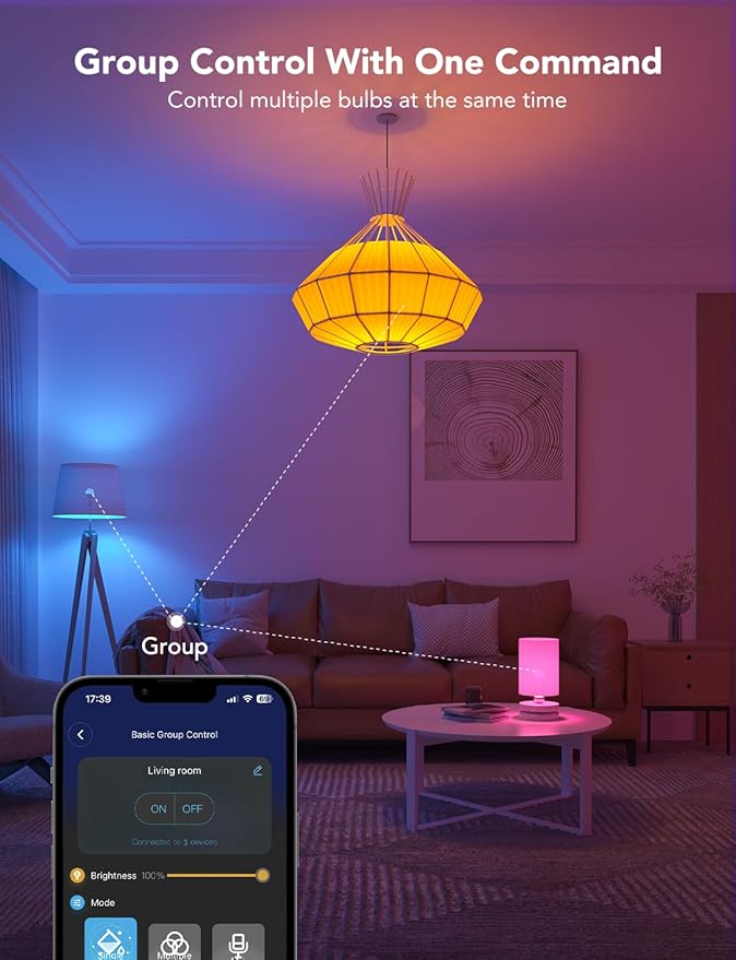 Govee Smart Light Bulbs, 1200 Lumens Dimmable BR30 Bulbs, RGBWW Color Changing Light Bulbs, WiFi & Bluetooth LED Bulbs, 16 Million Colors, Music Sync, Compatible with Alexa, Google Assistant, 6 Pack