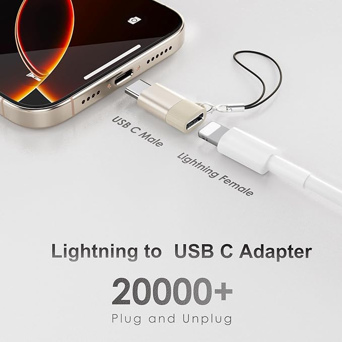 4 Pack Lightning to USB C Adapter for iPhone 15/16/17 Pro Max/Plus, Samsung - Fast Charging & Data Transfer, Lightning Female to USB C Male Adapter, Not for iPencil/Headphones/OTG