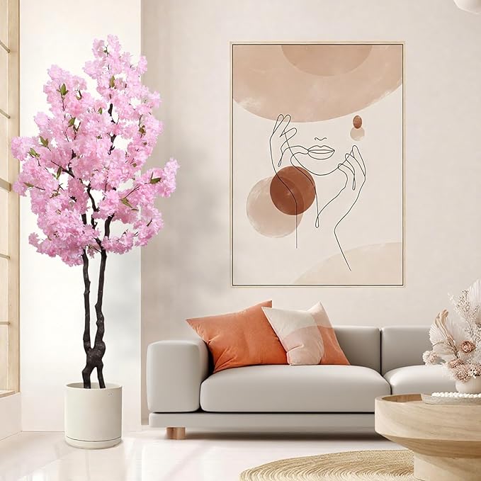 Faux Cherry Blossoms Tree Pink 6FT Artificial Cherry Blossom Tree Beautiful Flowering Trees for Home Decor