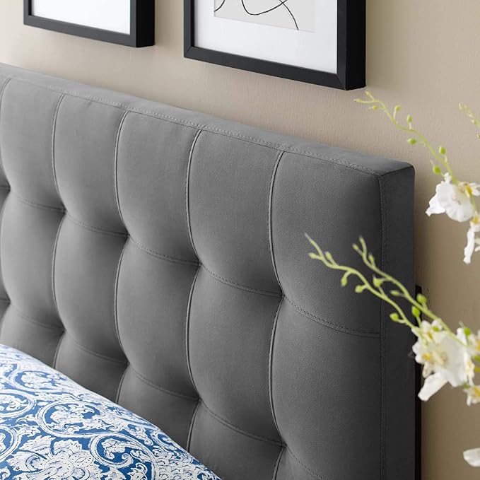 Modway Lily Biscuit Tufted Twin Performance Velvet Headboard, Gray