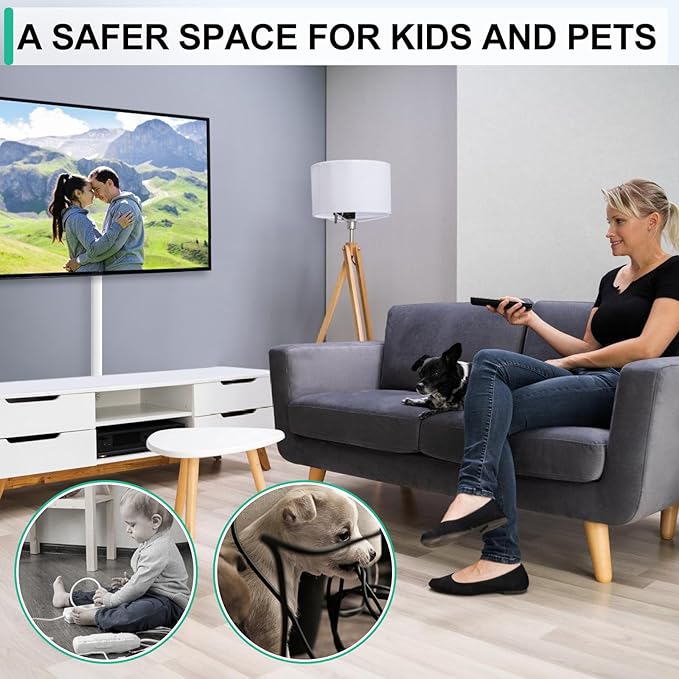 Cord Hider, 85.2in TV Cable Hider, Cord Covers for Wires on Wall, Wire Covers for Cords on Wall, Self-Adhesive Wire Hider for TV on Wall Cable Management, 6 x L14.2 x W0.94x H0.55in - White