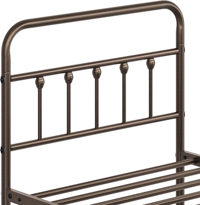 Yaheetech Classic Metal Platform Bed Frame Mattress Foundation with Victorian Style Iron-Art Headboard/Footboard/Under Bed Storage/No Box Spring Needed/Twin Size Bronze