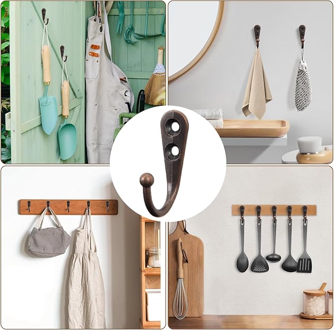 POZEAN 40 Pack Wall Hooks for Hanging, Heavy Duty Small Coat Hooks Wall Mounted for Living Room, Bathroom, Kitchen, Bedroom for Key, Cup, Bag, Hat, Scarf, and More (Oil Rubbed Bronze)