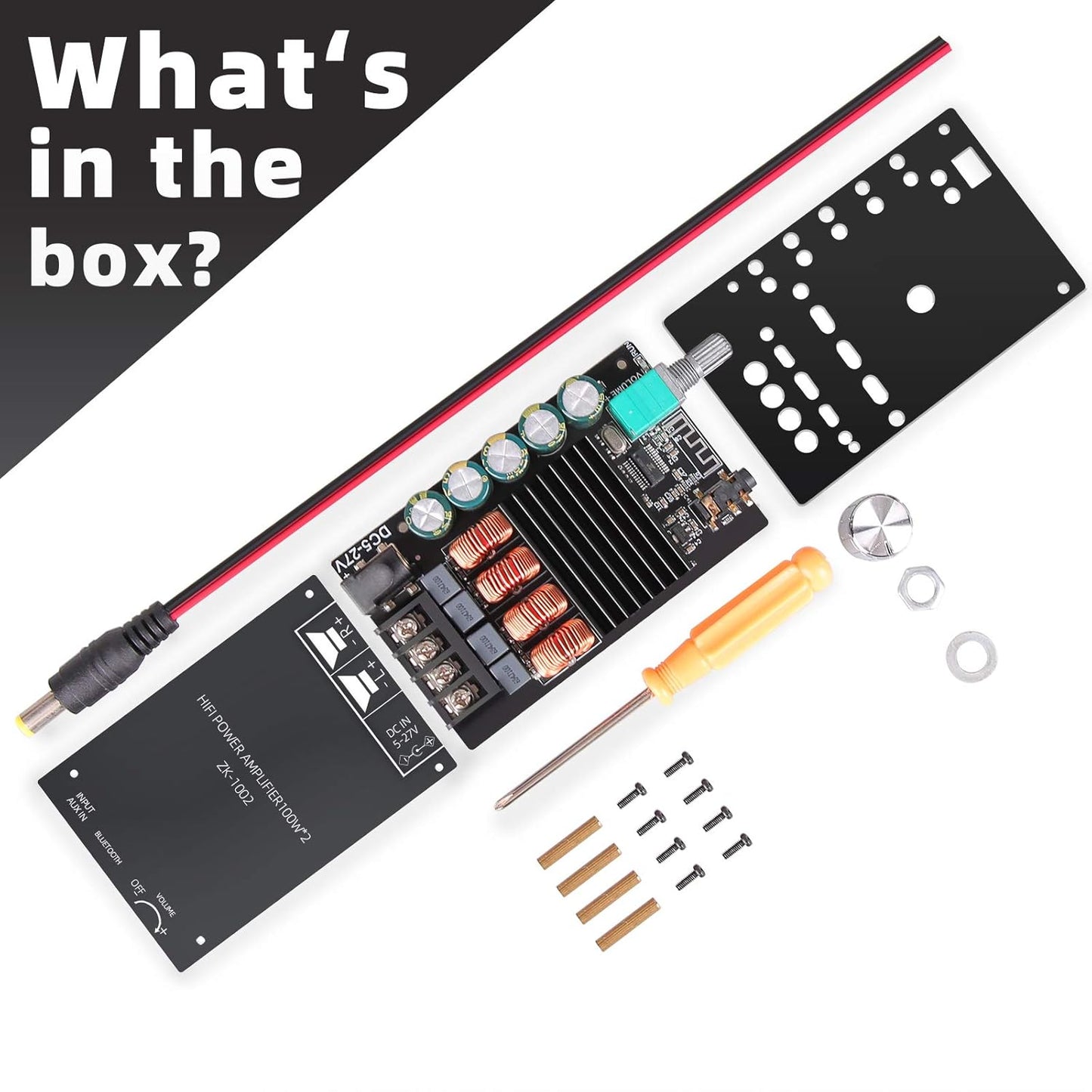 ZK-1002 Bluetooth Amplifier Board with TPA3116D2 Chip - Bluetooth and AUX Input, DC: 5-24V