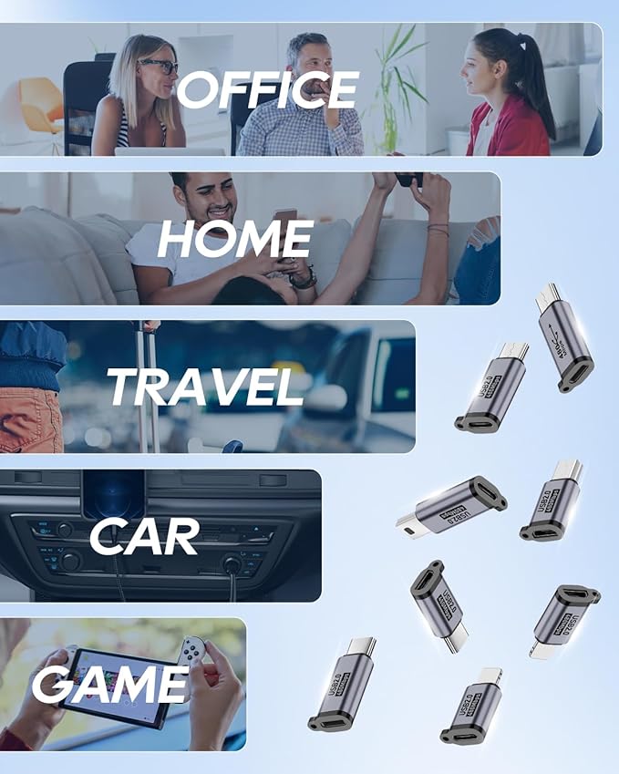 UCEC 8-Pack USB Adapter Kit, USB Adapters for Multiple Devices, USB C/Lighting to Micro USB, Type C/Micro USB to Lighting, Micro USB/Lighting to USB C, USB C/Micro USB to Mini USB Adapter