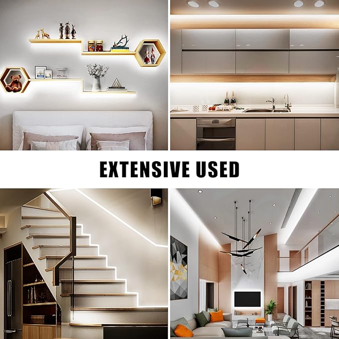White COB Led Strip Light Max with RF Remote, 16.4ft 6500K Dimmable Ultra Bright Daylight White COB Light Strip, Indoor COB Led Lights for Mirror, Ceiling, Kitchen, Room, Cabinet, Closet