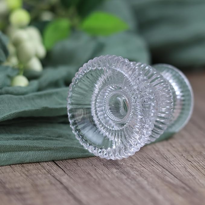 WDHODEC Clear Glass Candlestick Holders 12PCS Taper Candle Holders for Table Centerpiece Colorful Candle Sticks for Wedding, Party and Festival Decoration