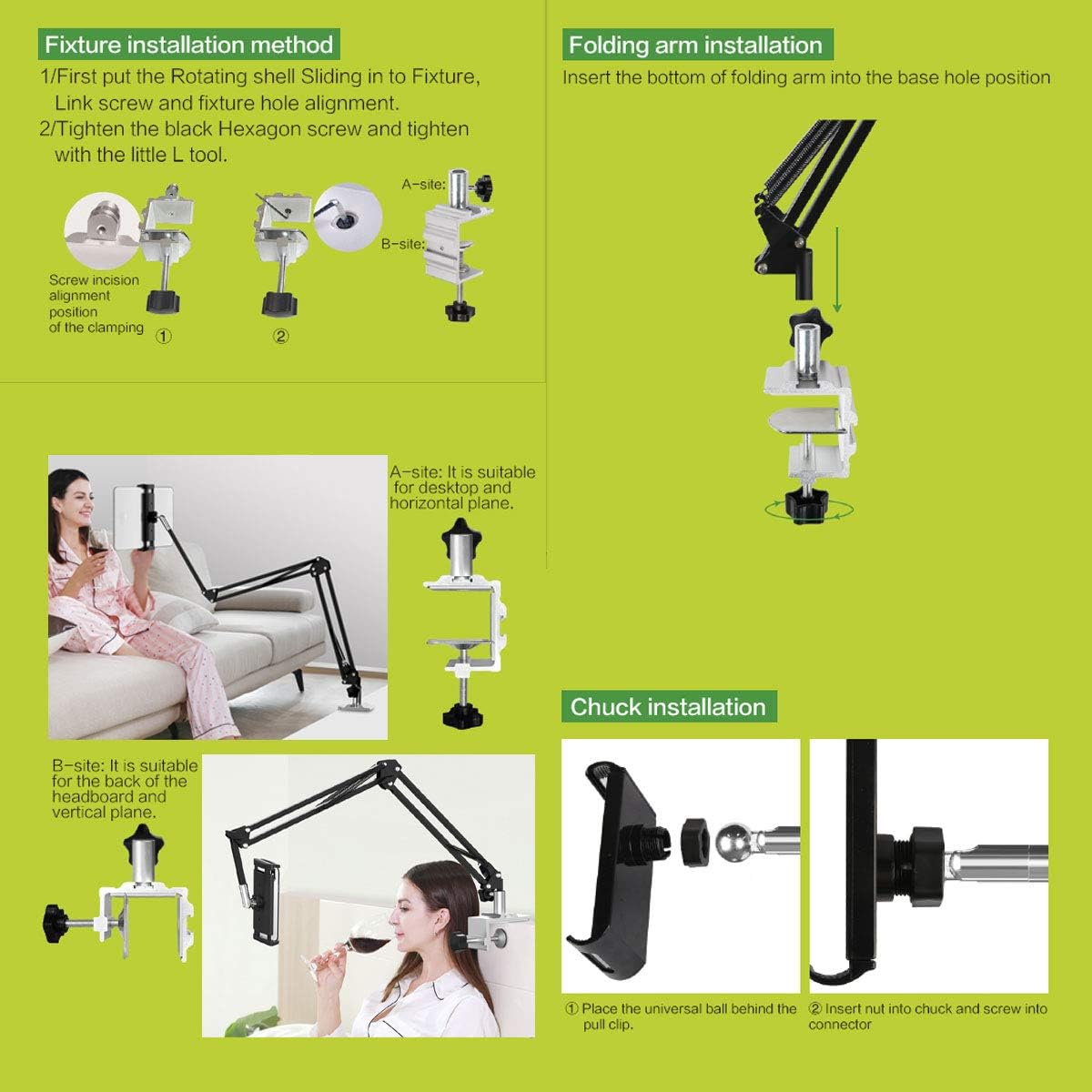 Heavy Duty Phone/Tablet Metal Holder, Universal Mobile Cell Smartphone Mount with 360° Rotation Gooseneck Clamp