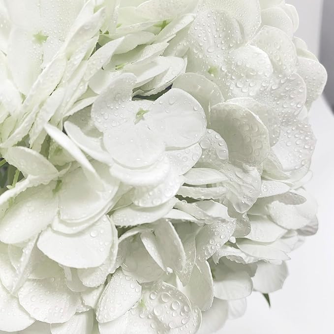 YalzoneMet 4 Pcs Real Touch Hydrangea Artificial Flower Natural Lifelike 21'' Long Stem Latex Hydrangea Flower Gift for Home Party Outdoor Wedding Table Centerpiece Decor 2 White +1 Blue +1 Light Blue