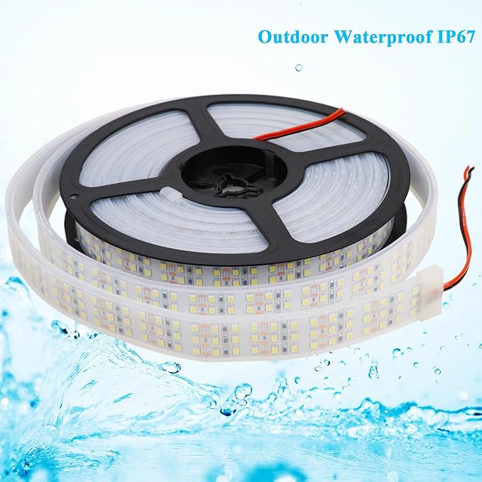 16.4Ft Super Bright Triple Row LED Strip Lights, Daylight White 6000K DC12V 1800LEDs Dimmable Flexible Truck LED Tape Lights, Outdoor Waterproof IP67 Wheel Light Strips