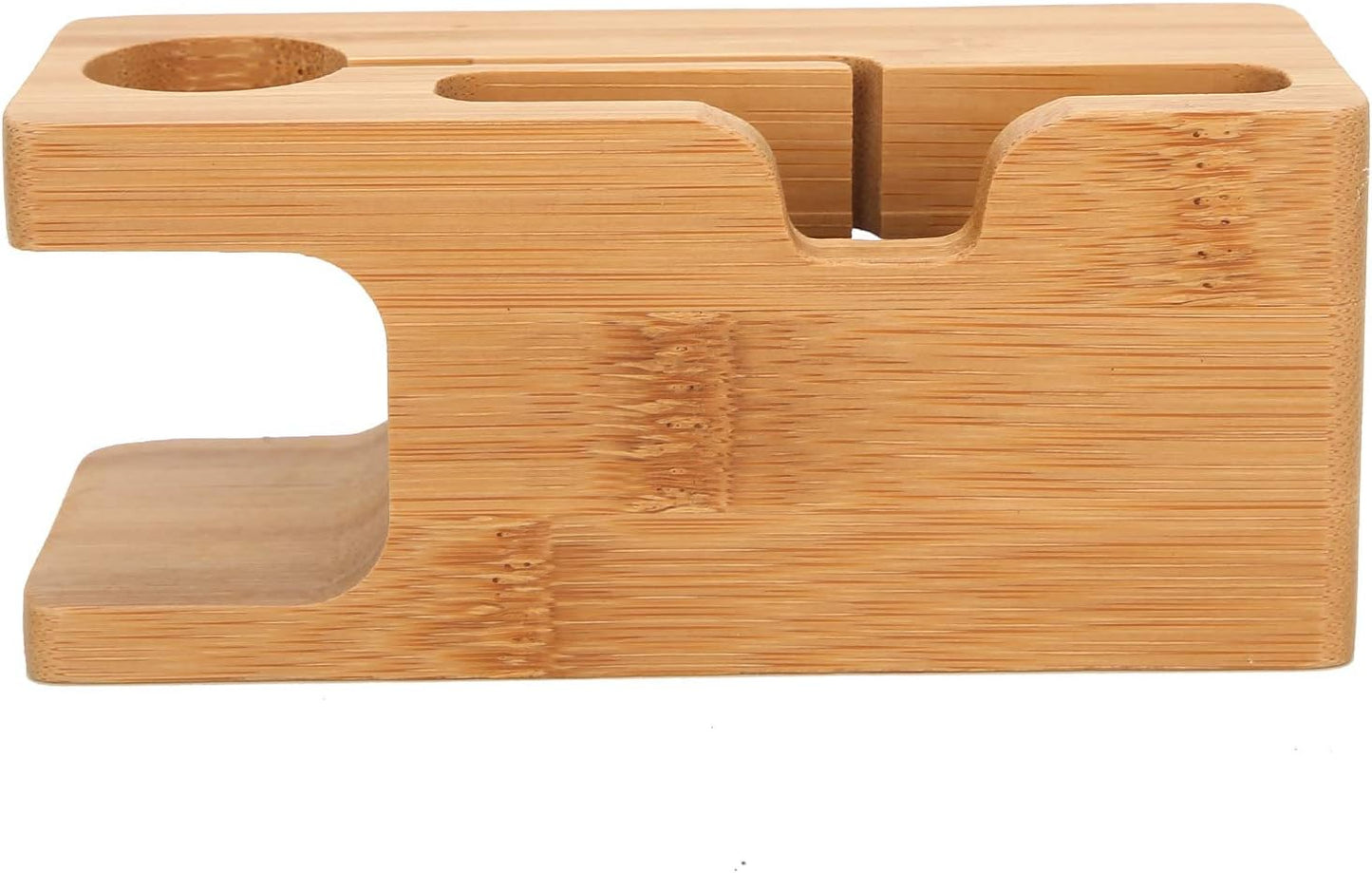 Pssopp Bamboo Charging Station - Wooden Desktop Docking Station Organizer for Cellphone, Smart Watch, Tablet Charging