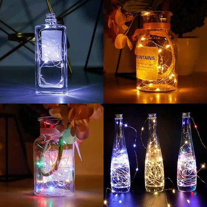 Fairy Lights Battery Operated, 12-Pack Mini String Lights, 20 LED 7ft Twinkle Firefly Small LED Lights for Craft Mason Jars Bedroom Wedding Party Table Christmas Decoration (Mix-Colored)