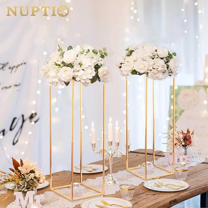 NUPTIO Flower Balls for Wedding Centerpieces - 10 Pcs 14.2 inch Diameter Fake Flower Ball Arrangement Bouquet Party Centerpieces for Tables - White Rose Bouquet Centerpiece Flowers for Wedding Table