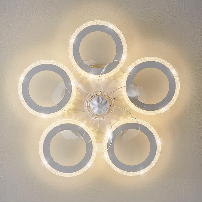 Modern Ceiling Fan with Light, 20" Personality Geometric Ceiling Fan with Lights and Remote, Ceiling Fan for Living Room Bedroom Kitchen