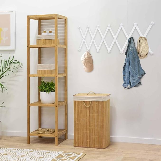 Wall Rack with 20 Hooks, Wooden Wall Expandable Coat Rack for Coat, Hats, Baseball Caps, Coffee Mug, Jewelry(White)