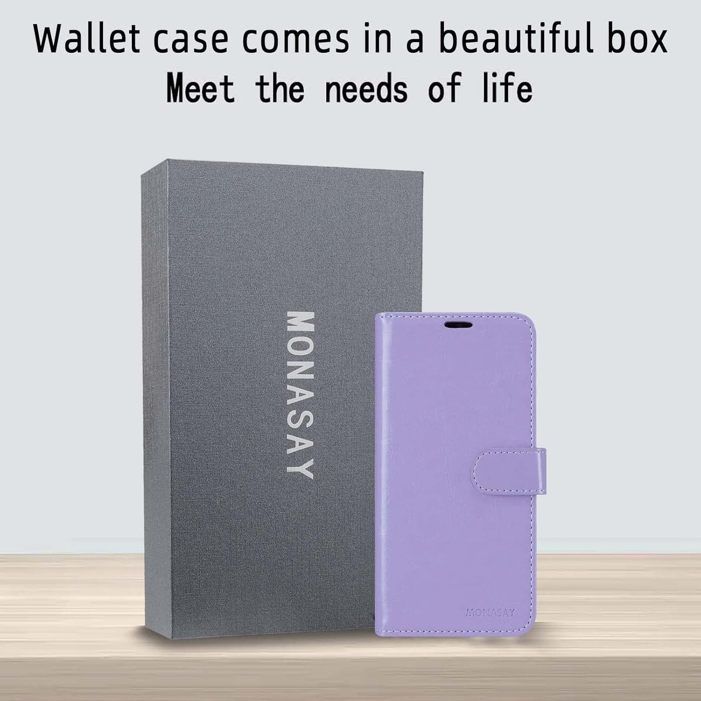 MONASAY Wallet Case for iPhone 15 Pro Max 5G, 6.7-inch, Flip Folio Leather Cover with Credit Card Holder, Lavenders