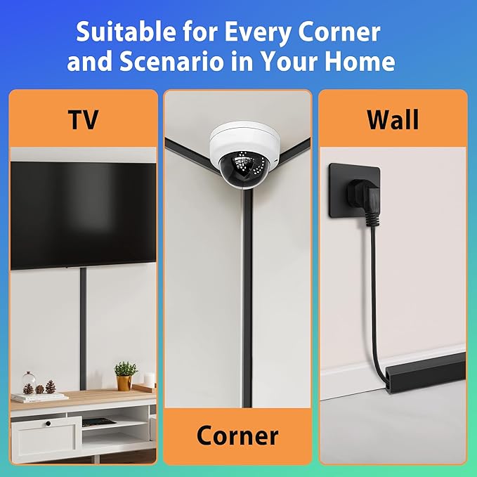 Wall Cable Hider Kit, 116in TV Wire Hider for Wall, Paintable Cord Hider Wall, Cord Organizer Hide 1-2 Cords Wall Mounted TV, Wire Cover for Wall, Cord Concealer 7XL16.5 W0.86 H0.43in, Black