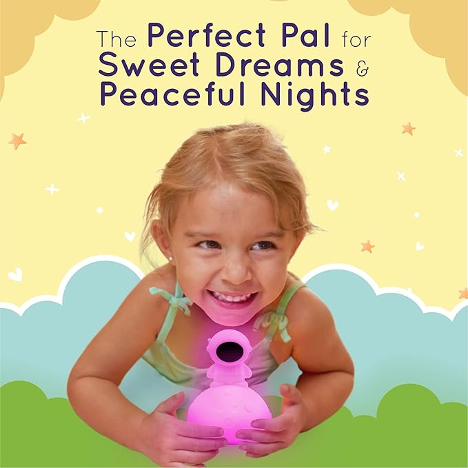 Lumipets Junior Astronaut Night Light, Soft Silicone Material, 8 Soothing Colors, Cordless, Easy Control, Portable