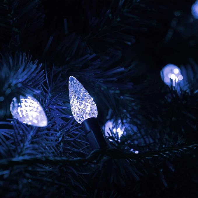 Twinkle Star C6 Christmas String Lights, 50 LED 17ft Battery Operated Fairy Lights with 8 Lighting Modes, Indoor Outdoor Waterproof Lights for Patio Garden Party Wedding X-mas Decoration, Cool White