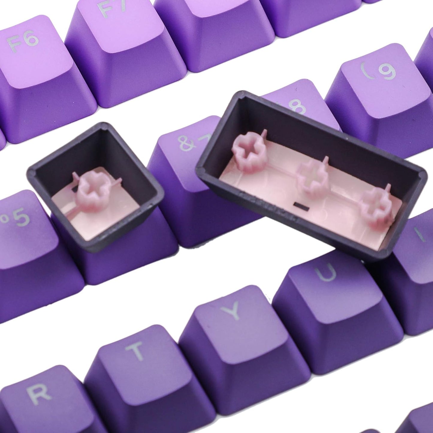 YMDK Double Shot 108 Dyed PBT Shine Through OEM Profile Keycap for MX Switches Mechanical Keyboard (Purple Gradient)