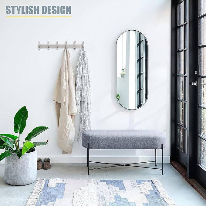 Coat Rack Wall Mount – Brushed Nickel 17 Inch Stainless Steel Hook Rail with 6 Heavy Duty Double Coat Hooks – Wall Mounted Coat Hanger for Entryway, Bathroom, Bedroom, Towel, Hat Organizer