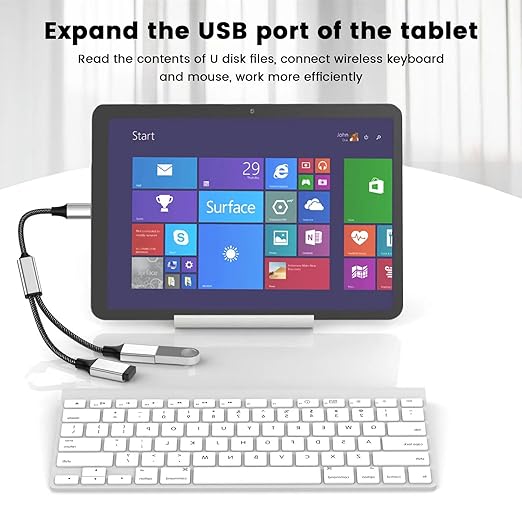 USB C Male to Dual USB A Female Adapter(10 inch long), USB C to Double USB A Splitter, C to Two Type A 2.0 OTG Adapter, Multiple Hub for Laptop,Tablet,Telephone,Flash Disk Drive, Gaming Consoles(Grey)
