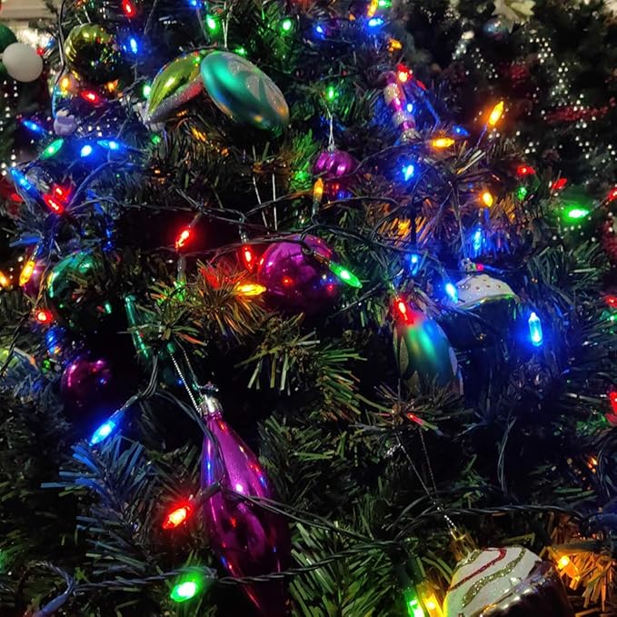 50-Count 8 Modes Christmas Lights with Timer, 18ft Battery Operated String Light Mini Lights Set for Indoor Outdoor Wreath Decor Christmas Tree Thanksgiving Day, Multicolor, 2Pack