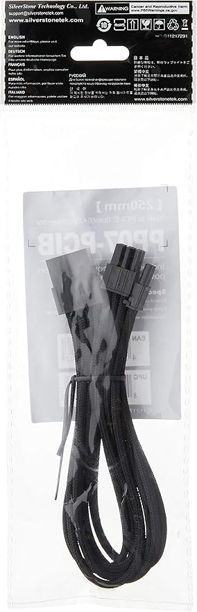Silverstone Tek Sleeved Extension Power Supply Cable with 1 x 8-Pin to PCI-E 8-Pin Connector (PP07-PCIB)