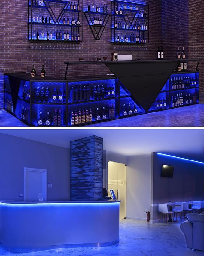 Aclorol Blue COB Led Strip Lights 16.4ft Led Tape Lights 12 Volt for Living Room Bedroom Kitchen Cabinet Closet Other Home Indoor Decor 320Leds/m (Power Supply&LED Dimmer Not Included)