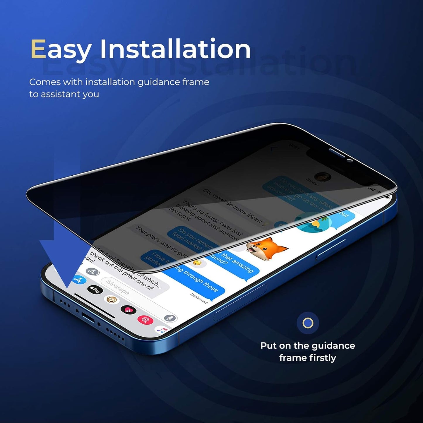 ORIbox Privacy Glass Screen Protector - 2 Packs Anti-Spy Anti-Bubble Tempered Glass for iPhone 12 and 12 Pro