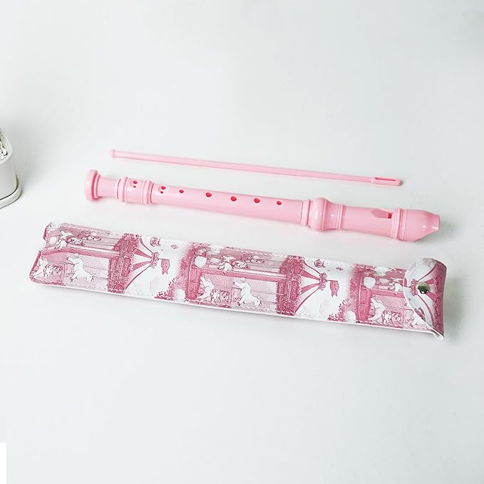 Recorder Instrument for Beginner Kids Adults,8-Hole Soprano Descant Recorder Music Flute with with Cleaning Rod & Leather Case For School Student Home Entertainment(2-Trojans)