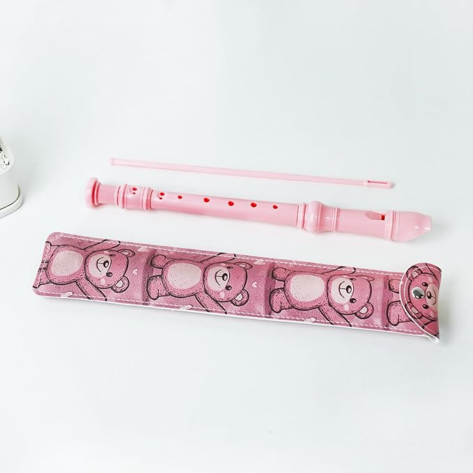 Recorder Instrument for Beginner Kids Adults,8-Hole Soprano Descant Recorder Music Flute with with Cleaning Rod & Leather Case For School Student Home Entertainment(2-Bear)