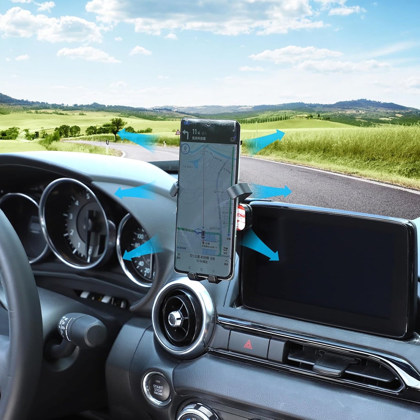 HAPPYHORSE Car Phone Mount for Mazda MX-5 2016-2023, Central Control Navigation Cell Phone Holder