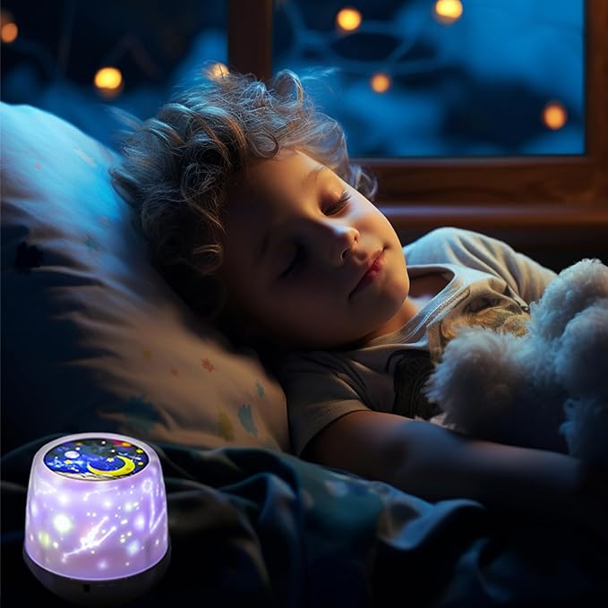 Kids Night Light Projector - USB Star Light Projector with 360 Rotation, 7 Sets of Film
