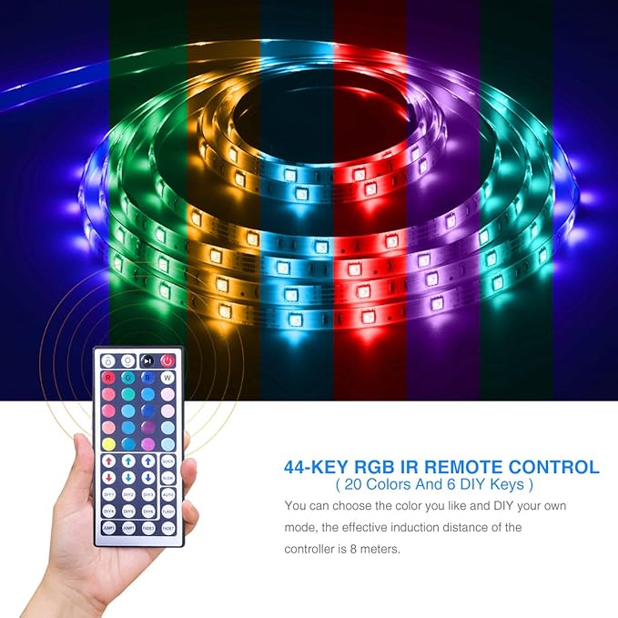 DAYBETTER Led Strip Lights 16.4ft Waterproof Color Changing Led Lights with Remote Controller
