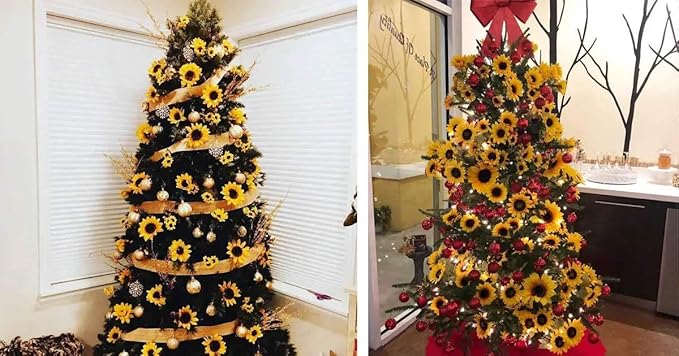2 Pack 8.8FT Artificial Sunflower Garland with 100 LED Fairy String Lights,Fake Vines Faux Sunflowers Hanging Garland Silk Flowers Hanging Plant for Indoor,Outdoor,Wedding,Wall,Birthday Party
